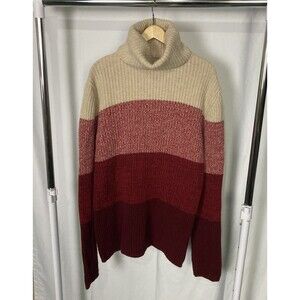 Celtic & Co. Extra Fine Wool Turtleneck Jumper Sweater Sz XL Colorblock Red